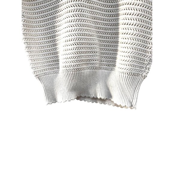 Ann Taylor Womens White Open-Knit Pullover Short Sleeve Sweater Medium - Picture 6 of 7